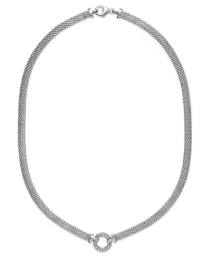 image of Diamond Mesh Circle Necklace (1/8 ct. t.w.) in Sterling Silver