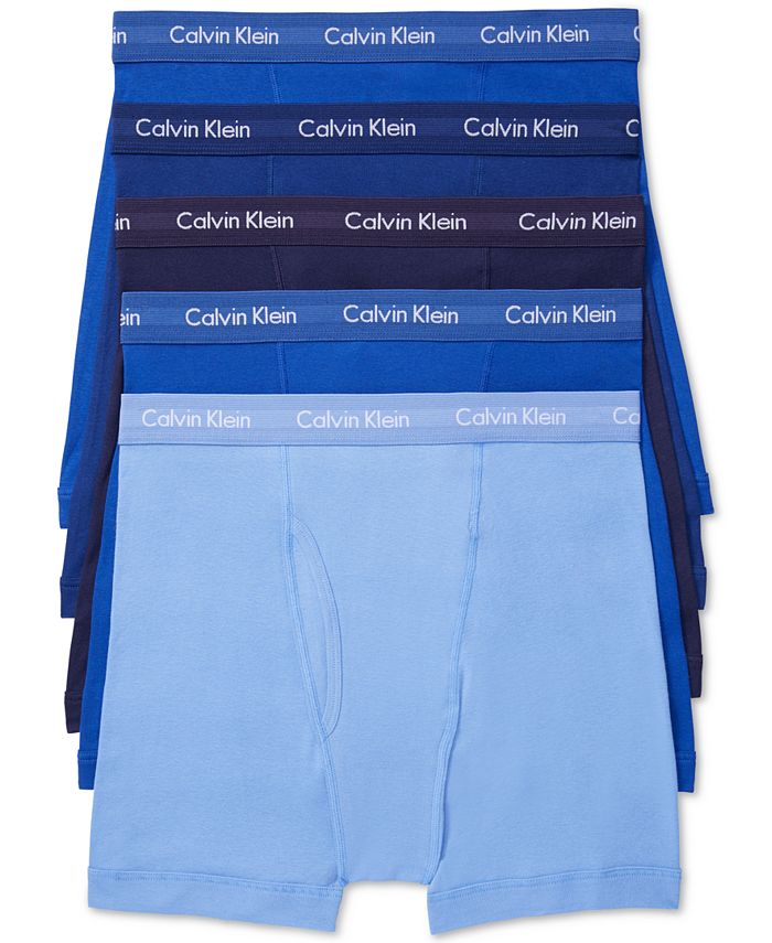 Calvin Klein Men's Cotton Classic Fit 5-Pack Boxer Brief - Blue - XL