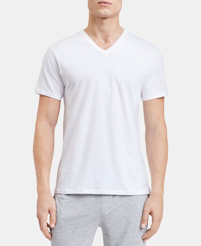 Calvin Klein Men's 5-Pk. Cotton Classics V-Neck Undershirts, Created ...