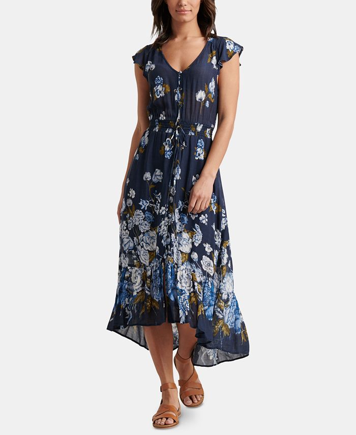 Lucky Brand Felice Floral-Print High-Low Dress - Macy's