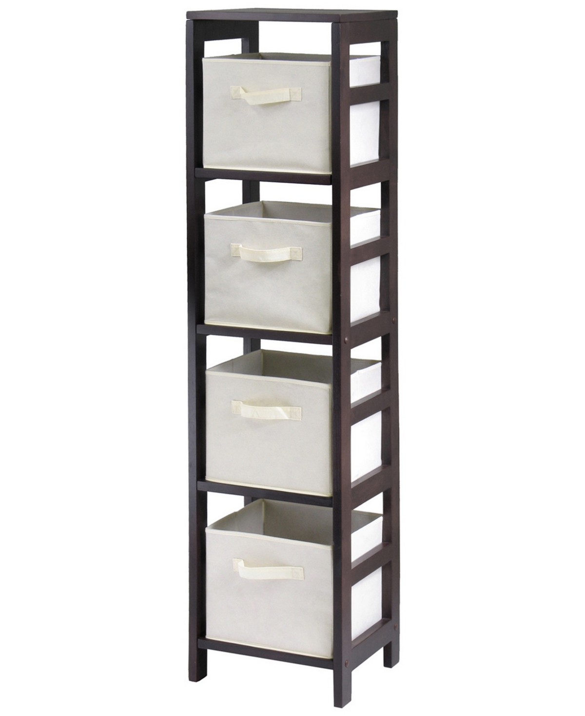 Capri 4-Section N Storage Shelf with 4 Foldable Fabric Baskets - Beige
