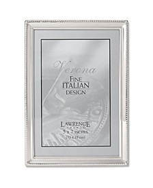 Polished Silver Plate Picture Frame - Bead Border Design - 5" x 7"