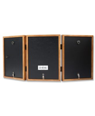 766057T Nutmeg Wood Hinged Triple Picture Frame - 5" x 7"