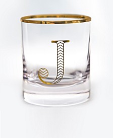 Monogram Rim and Letter J Double Old Fashioned Glasses, Set Of 4
