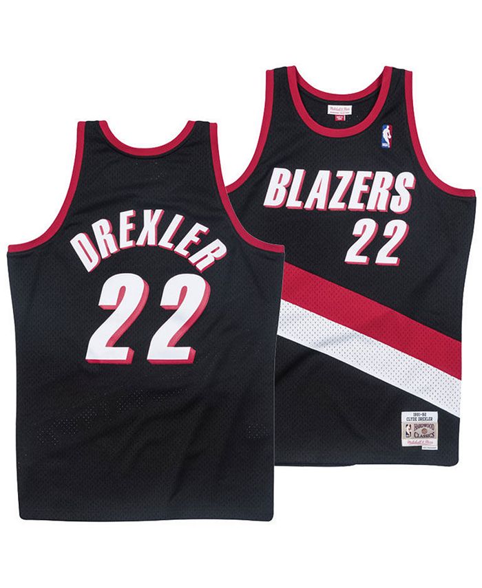 Men's Mitchell & Ness Clyde Drexler Red Portland Trail Blazers Hardwood Classics Player Name & Number T-Shirt