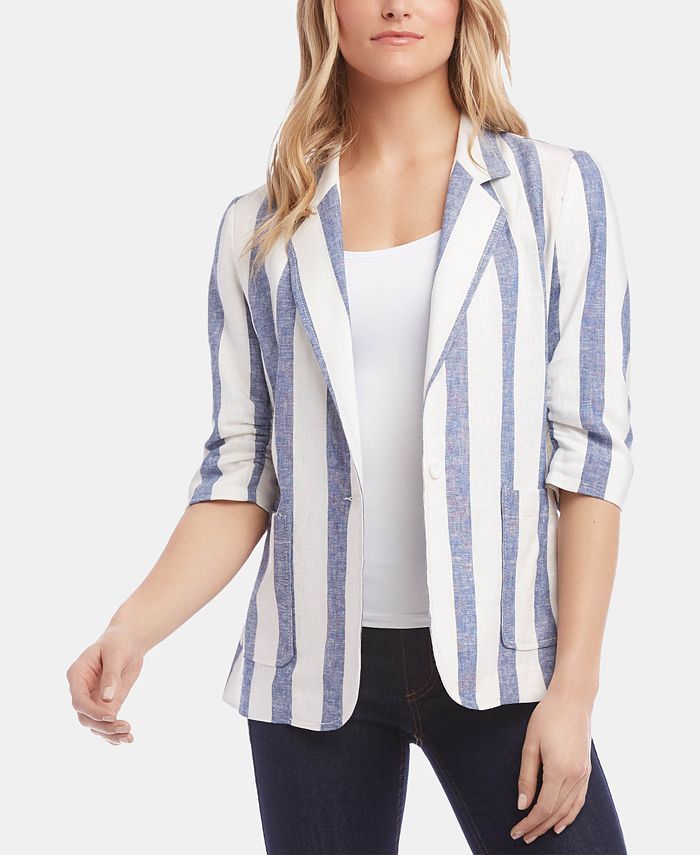 karen kane ruched sleeve jacket