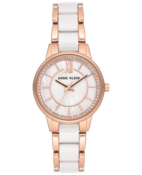 Anne Klein Women S White Ceramic Rose Gold Tone Bracelet Watch 32mm Reviews Watches Jewelry Watches Macy S