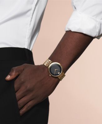 Movado Esperanza, 39 mm stainless steel gold Movado Esperanza Museum 39mm Steel Black Dial Quartz Mens  main image 4