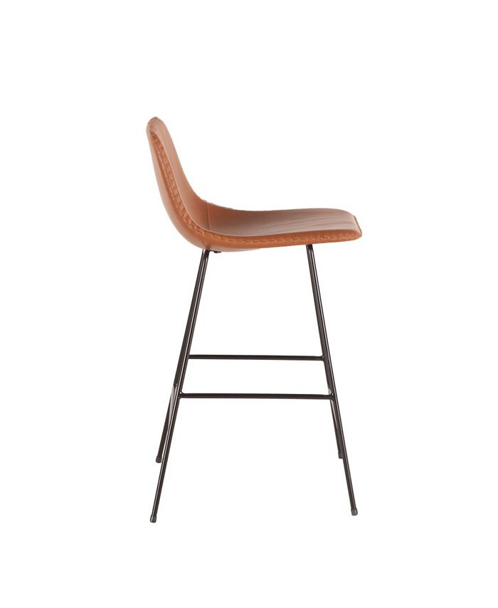 World Interiors Hudson Faux Camel Leather Counter Chairs, Set of 2 Macy's