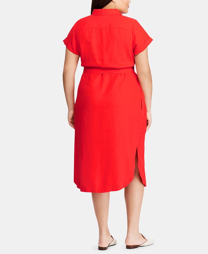 Lauren Ralph Lauren Plus Size Linen Shirtdress - Macy's