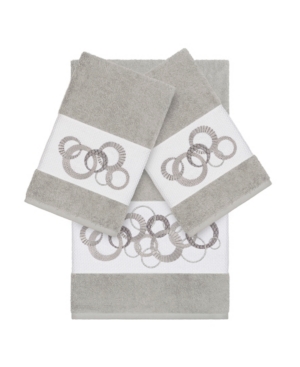 Linum Home Turkish Cotton Annabelle 3-pc. Embellished Towel Set Bedding In Light Grey