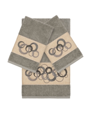 Linum Home Turkish Cotton Annabelle 3-pc. Embellished Towel Set Bedding In Dark Grey