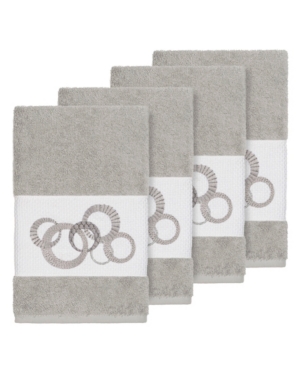 Linum Home Turkish Cotton Annabelle 4-pc. Embellished Bath Towel Set Bedding In Light Grey