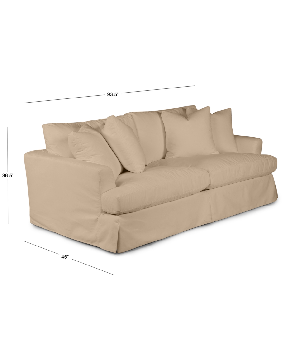 Macy's Brenalee 93" Performance Fabric Slipcover Sofa With Four Pillows In Peyton Navy