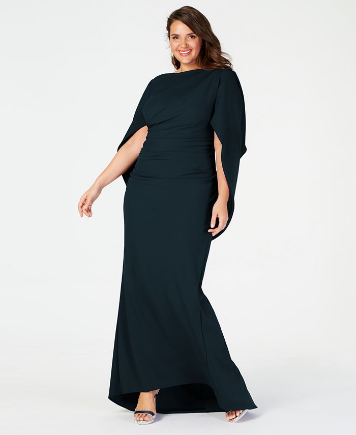 Betsy & adam on sale plus size capelet gown