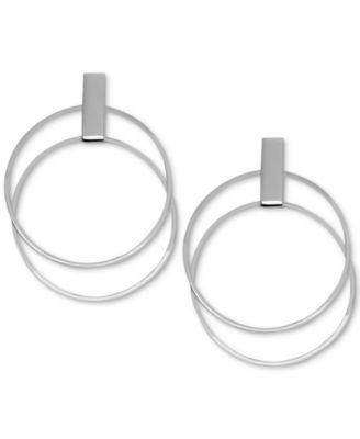 Essentials - Double Circle Drop Earrings in Fine Silver-Plate