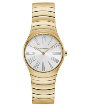 image of Bcbgmaxazria Ladies Round Goldtone Stainless Steel Bracelet Watch, 33mm