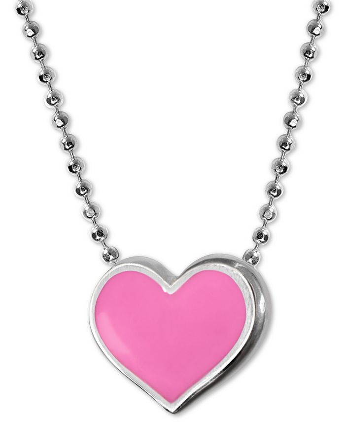 Alex Woo - Enamel Heart 16" Pendant Necklace in Sterling Silver
