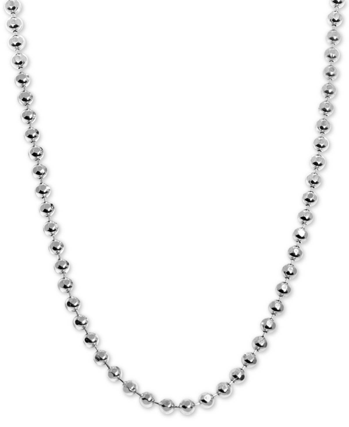 Beaded 18" Chain Necklace in Sterling Silver - Sterling Silver