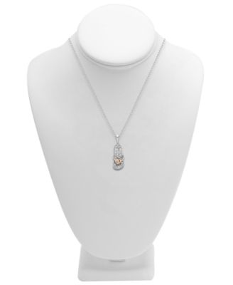 Diamond Two-Tone Flip-Flop Sandal 18" Pendant Necklace (1/10 ct. t.w.) in Sterling Silver & 18k Rose Gold-Plate