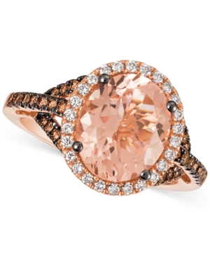 image of Le Vian Peach Morganite (2-3/8 ct. t.w.), Vanilla Diamonds (1/5 ct. t.w.) & Chocolate Diamonds (3/8 ct. t.w.) Ring in 14k Rose Gold