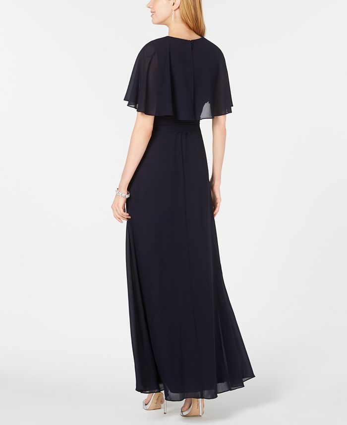 Vince Camuto Belted Capelet Gown - Macy's