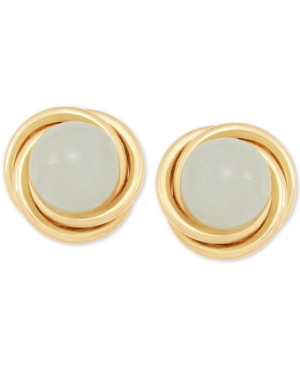 image of Jade (6mm) Button Knot Stud Earrings in 10k Gold