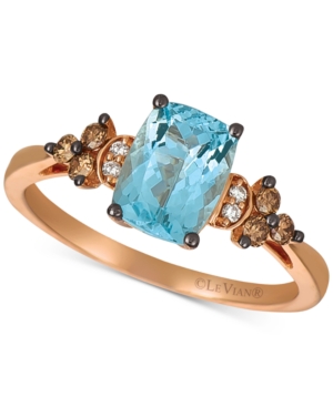 image of Le Vian Sea Blue Aquamarine (1-1/6 ct. t.w.) & Diamond (1/6 ct. t.w.) Statement Ring in 14k Rose Gold