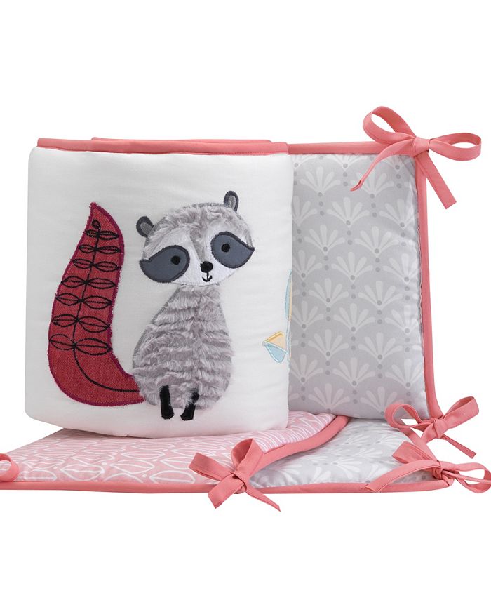Lambs & Ivy Little Woodland Fox and Raccoon 4Piece Baby Crib Bumper