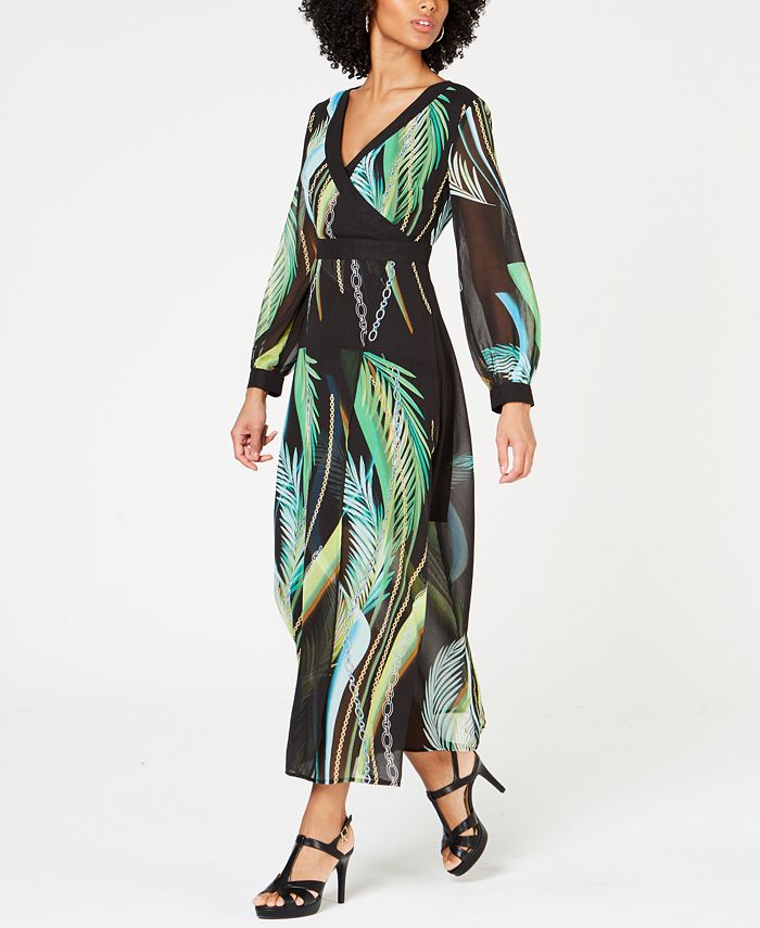 Thalia Sodi Palm-Print Maxi Dress, Created for Macy's - Macy's