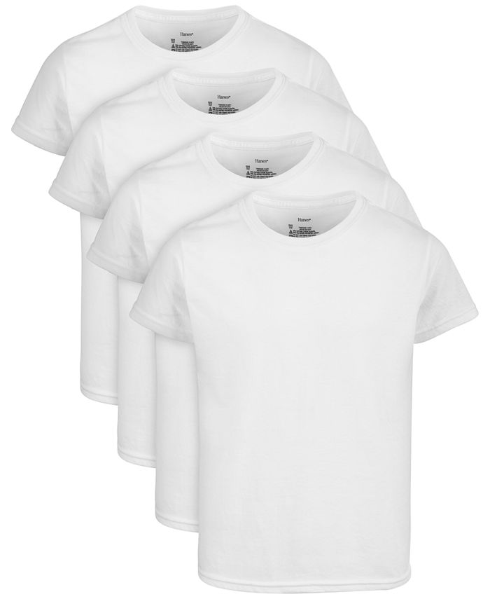 Hanes Little & Big Boys 4-Pk. Crew-Neck Tagless T-Shirts - Macy's