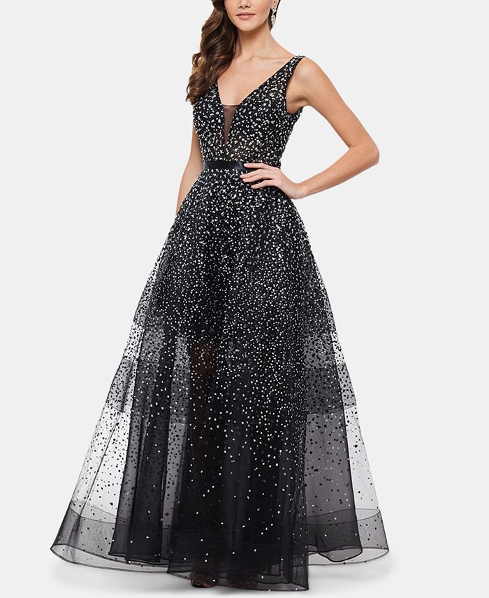 betsy and adam glitter print gown