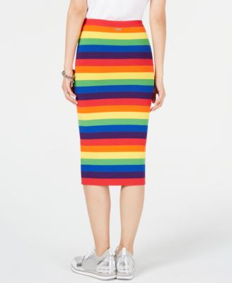 Michael Kors Rainbow-Striped Pencil Skirt
