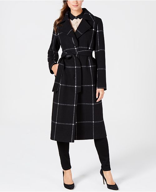 Jones New York Belted Plaid Maxi Coat Reviews Coats Women