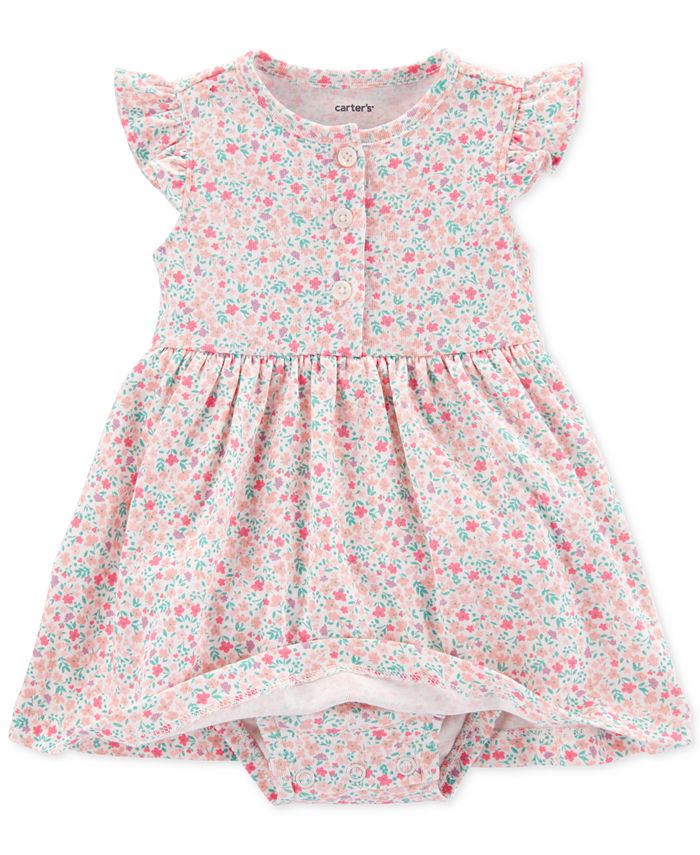 Carter's Baby Girls 2-Pc. Cotton Cardigan & Printed Dress Set - Macy's