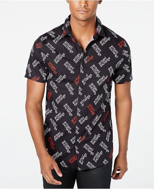 A X Armani Exchange Men S Stretch Logo Print Shirt Created For