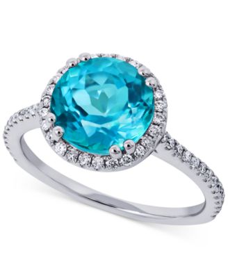 Macy's - Paraiba Mystic Topaz (3-1/4 ct.t.w.) & Diamond (1/4 ct. t.w.) Statement Ring in 14k White Gold