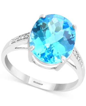 image of Effy Blue Topaz (5-9/10 ct. t.w.) & Diamond Accent Statement Ring in 14k White Gold