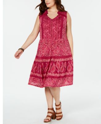 Style & Co - Plus Size Printed Drop-Waist Dress