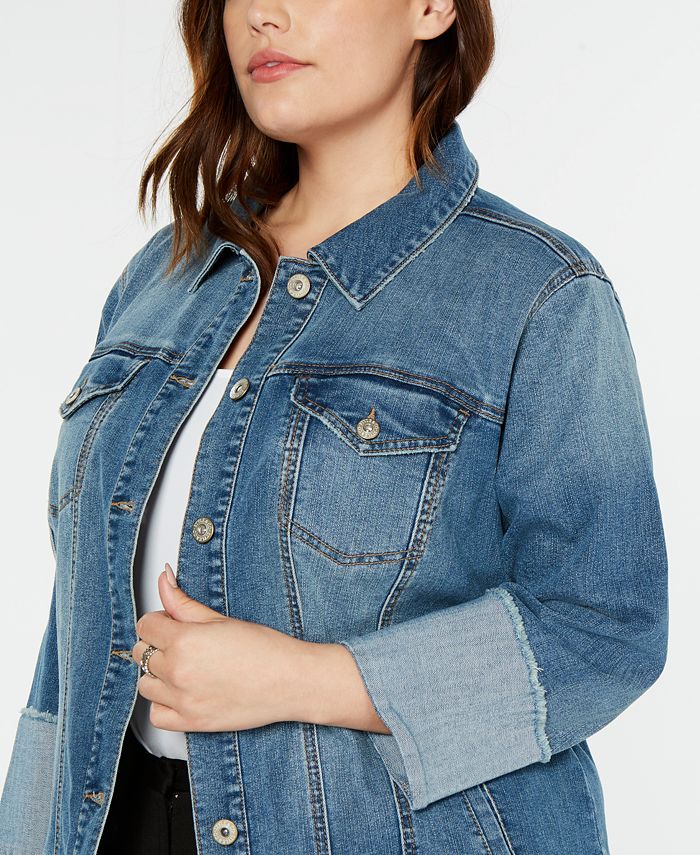 Style & Co Plus Size Wide-Cuff Denim Jacket, Created for Macy's - Macy's