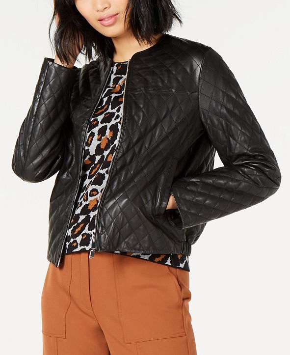 Marella Quilted Leather Bomber Jacket & Reviews - Jackets ... (591 x 723 Pixel)
