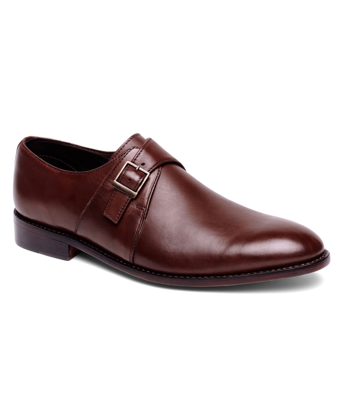 Shop Anthony Veer Men's Roosevelt Single Monk Strap Shoes In Medium Brown