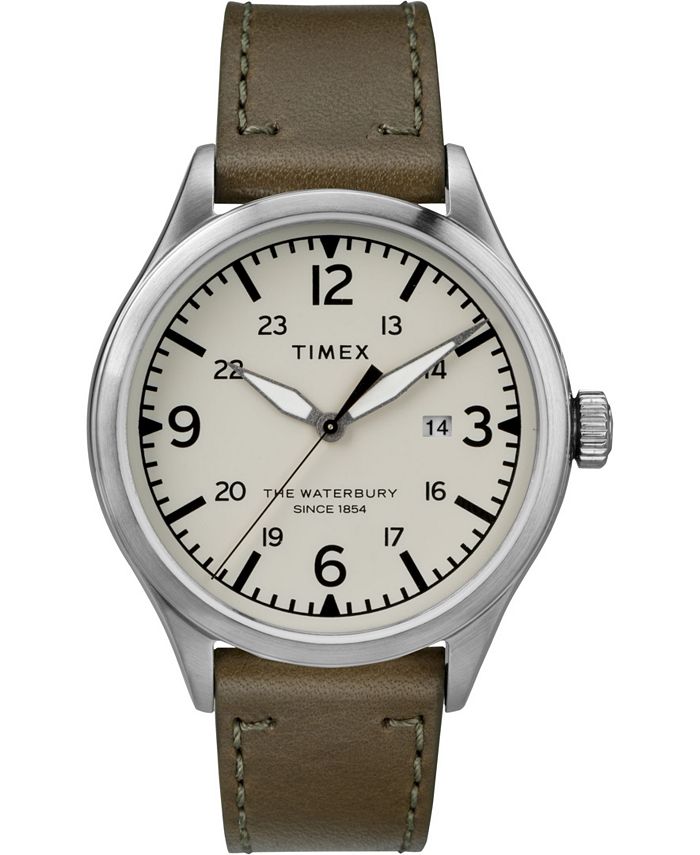 Waterbury traditional 40mm leather top strap watch