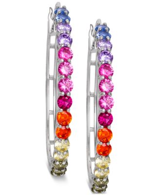 Giani Bernini Cubic Zirconia Rainbow Hoop Earrings In Sterling Silver ...