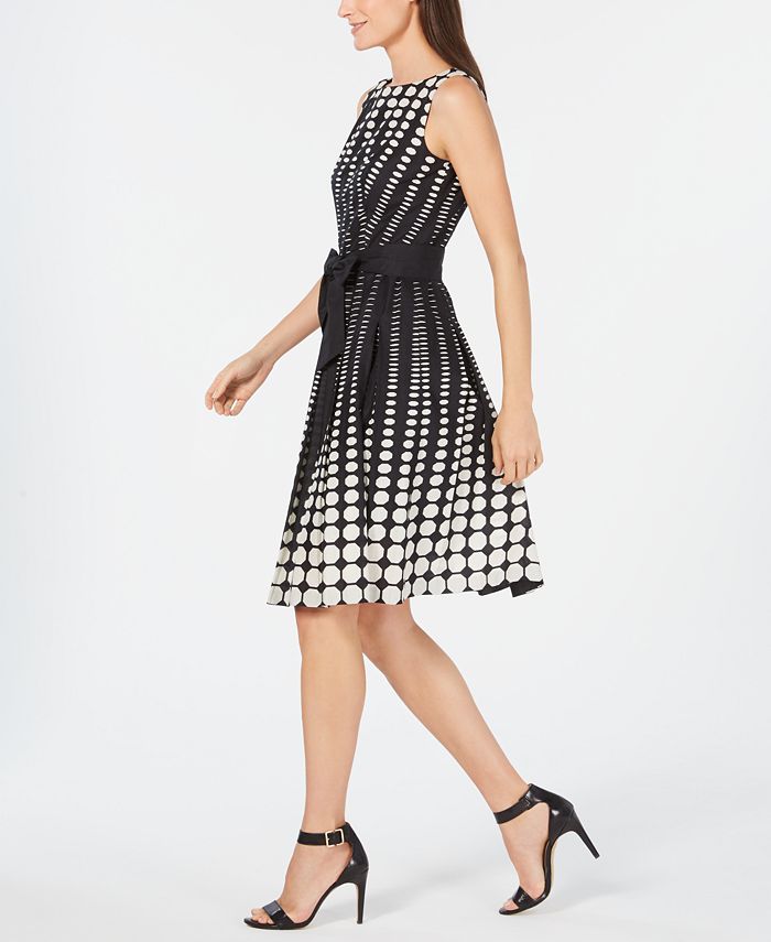 Anne Klein Sleeveless Printed Cotton Fit & Flare Dress - Macy's