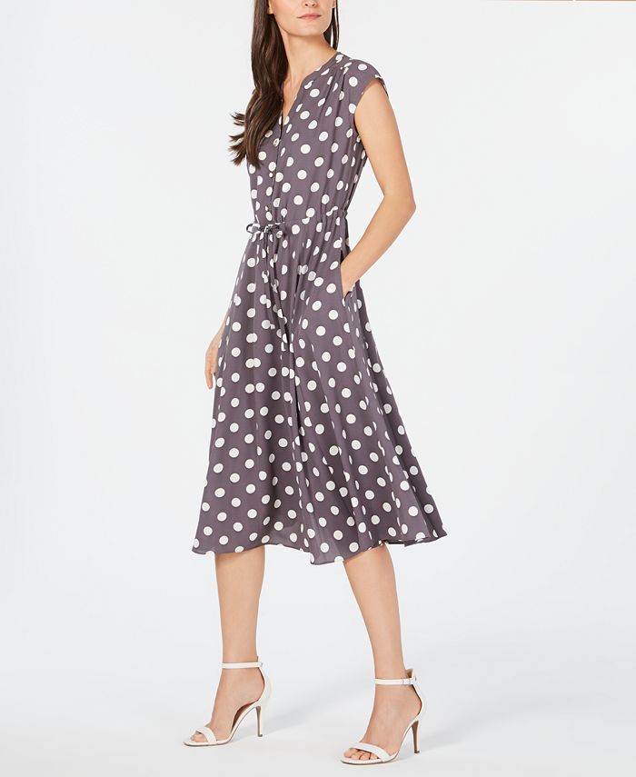 anne klein dot print midi dress