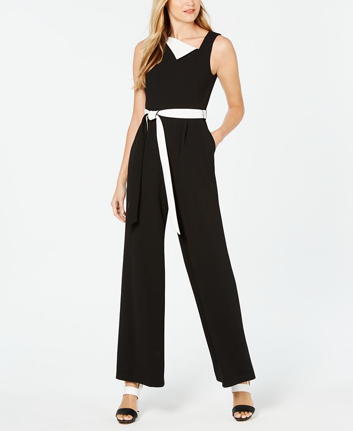 Calvin Klein Asymmetrical Fold-Over Jumpsuit - Macy's
