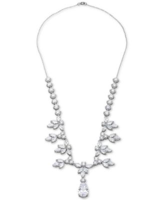 Giani Bernini - Cubic Zirconia Fancy Floral 18" Statement Necklace in Sterling Silver