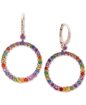 image of Effy Multi-Sapphire (4-1/4 ct. t.w.) & Diamond Accent Hoop Earrings in 14k Rose Gold