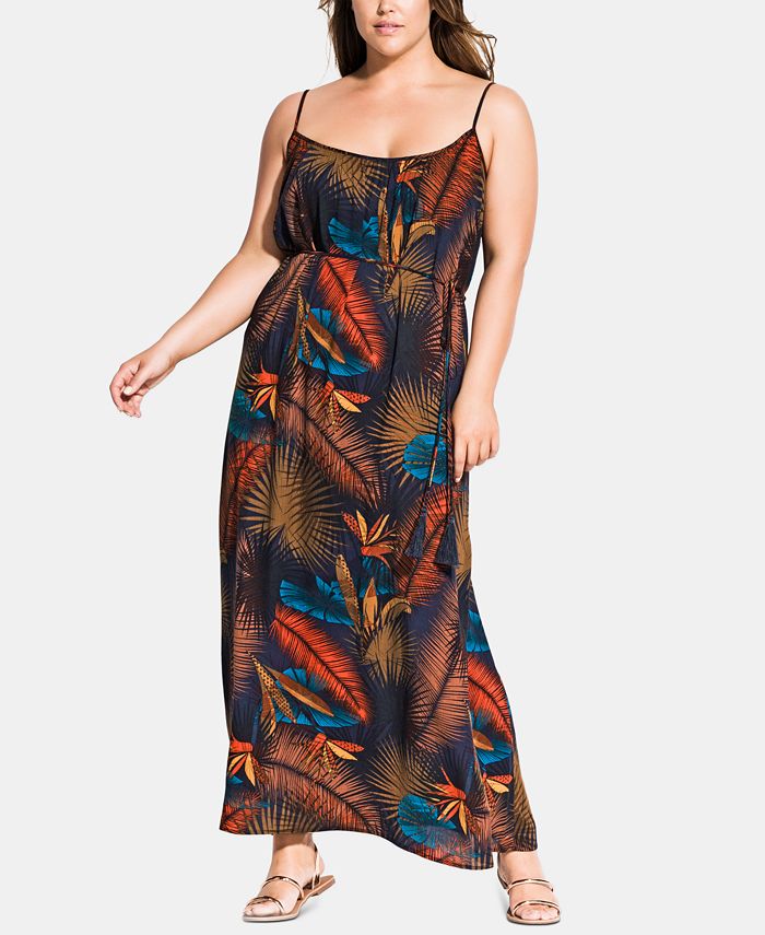 Palm leaf dress plus size top